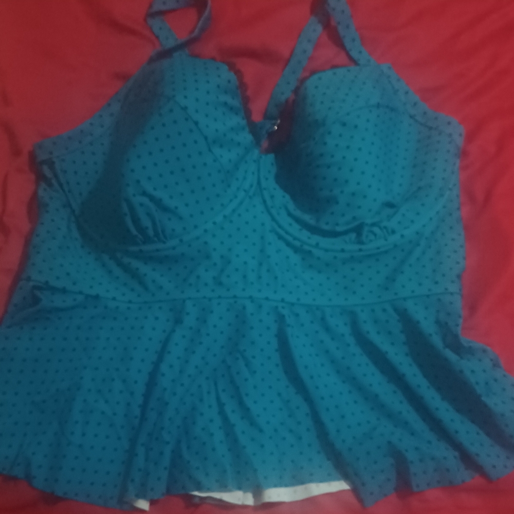Terra & sky polka-dot tankini top size 3x (24/26